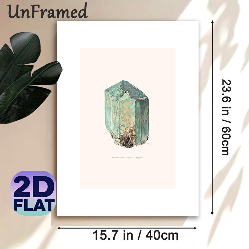 Amazonite Crystal Painting Poster, Delicate Realistic Mineral Art Poster, Elegant Natural Decor Piece Suitable For Living Room, Bedroom And Study Area_maomaolike.com