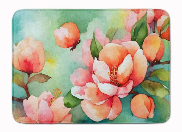 Delaware Peach Blossom In Watercolor Memory Foam Kitchen Mat Machine Washable Anti-Fatigue Mat Cushion Comfort Bath Mat Or Kitchen Rug_maomaolike.com