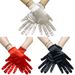 Unisex Bridal short four way stretch shiny satin dress gloves suitable for ladies to attend dinner dances/church/weddings_maomaolike.com