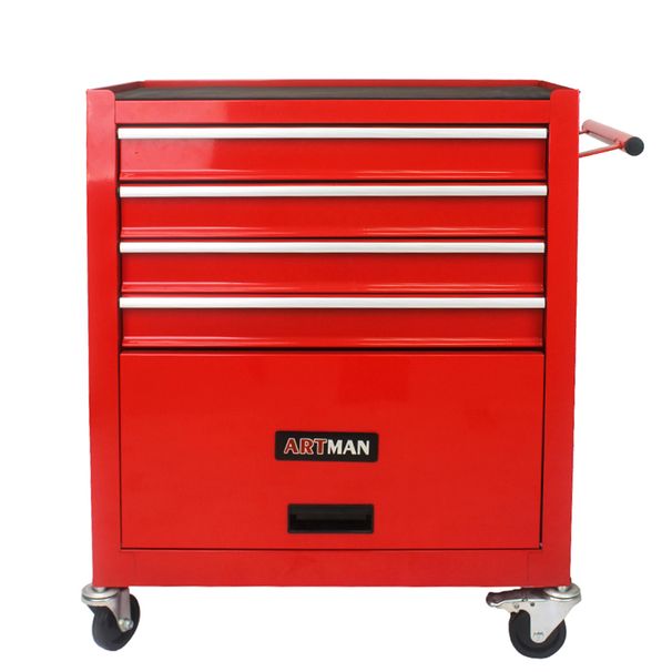 4 DRAWERS MULTIFUNCTIONAL RED TOOL CART WITH WHEELS_maomaolike.com
