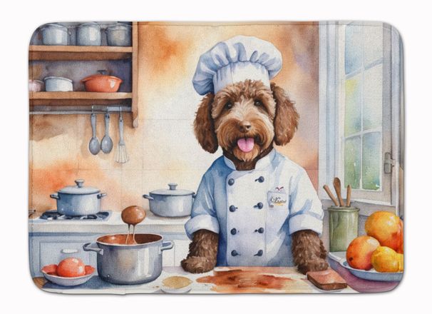 Labradoodle The Chef Memory Foam Kitchen Mat Machine Washable Anti-Fatigue Mat Cushion Comfort Bath Mat Or Kitchen Rug_maomaolike.com