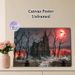 Haunted Gothic Church Painting Poster, Mysterious Dark Spooky Scene Poster, Eerie Atmospheric Design Ideal For Home And Halloween Party Decor_maomaolike.com