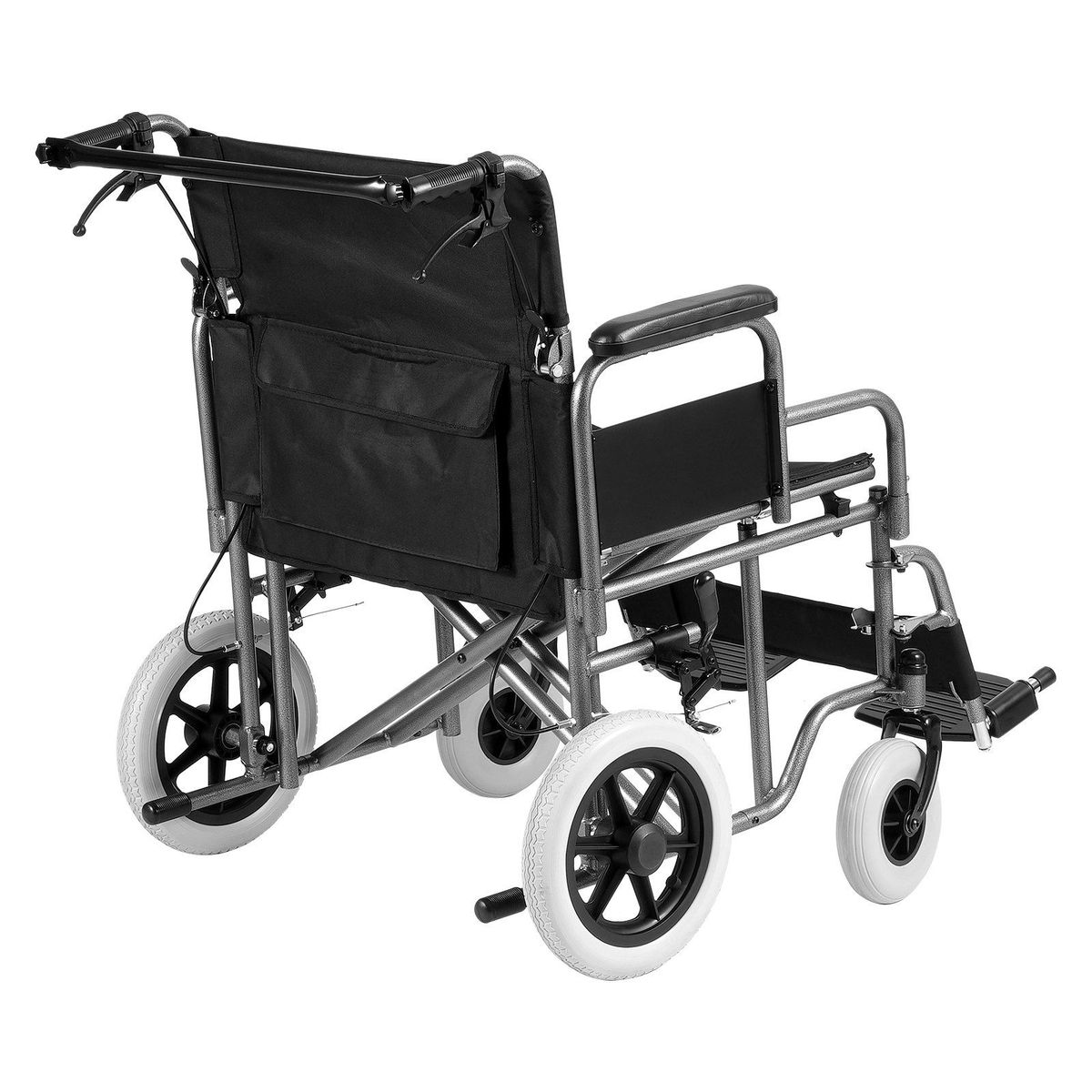 VEVOR Wheelchair Steel Transport Chair Foldable Wheelchair 24-In W Seat 300lbs_maomaolike.com