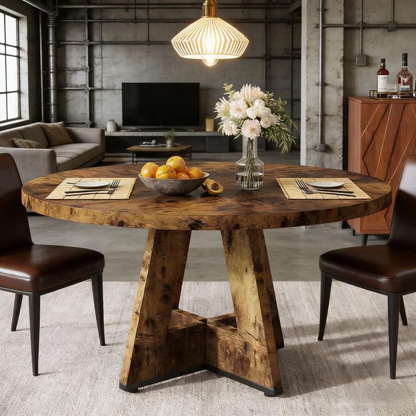 Dining Table, Round Wooden Kitchen Dinner Table For 4 People_maomaolike.com