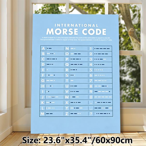 International Morse Code Painting Poster, Clear Light-blue Reference Chart Poster, Educational Reference For Learning Morse Code, Suitable For Home_maomaolike.com