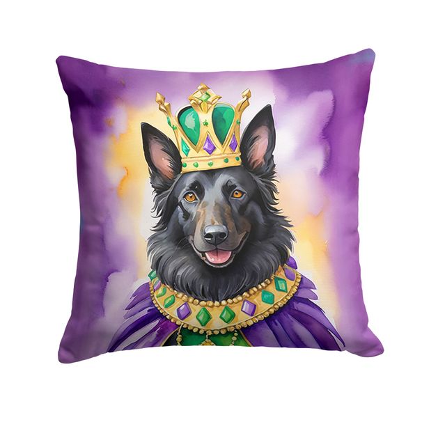 Belgian Sheepdog King Of Mardi Gras Throw Pillow Machine Washable, Indoor Outdoor Decorative Pillow For Couch, Bed Or Patio, 14Hx14W_maomaolike.com