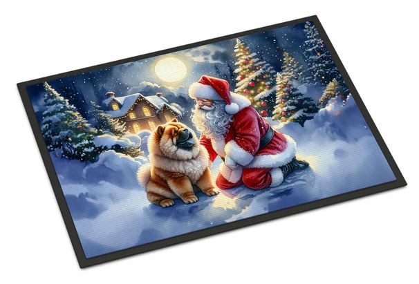 Chow Chow And Santa Claus Doormat Front Door Mat Indoor Outdoor Rugs For Entryway, Non Slip Washable Low Pile, 24H X 36W_maomaolike.com