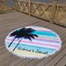 Round Beach Towel Hawaiian Coconut Palm Active Printing Cut Velvet Absorbent Thickened Cotton Tassel Beach Towel_maomaolike.com