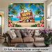 Tropical Hawaii Happy Birthday Banner - 2D Flat Polyester Backdrop, Wall Hanging Photo Props, Party Decor_maomaolike.com