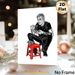 Man Eating Noodles Painting Poster, Bold Graphic Monochrome With Red Accent Poster, Unique Culinary-themed Decor Ideal For Kitchen And Dining Area_maomaolike.com