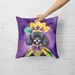 Black Poodle King Of Mardi Gras Throw Pillow Machine Washable, Indoor Outdoor Decorative Pillow For Couch, Bed Or Patio, 18Hx18W_maomaolike.com