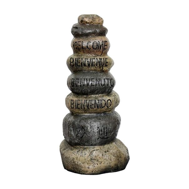 32.2in Stacking Stones Garden Statues, Welcome Signs In Five Languages, Outdoor Decor For Patio, Lawn, Yard Art Decoration, Housewarming Garden Gift_maomaolike.com