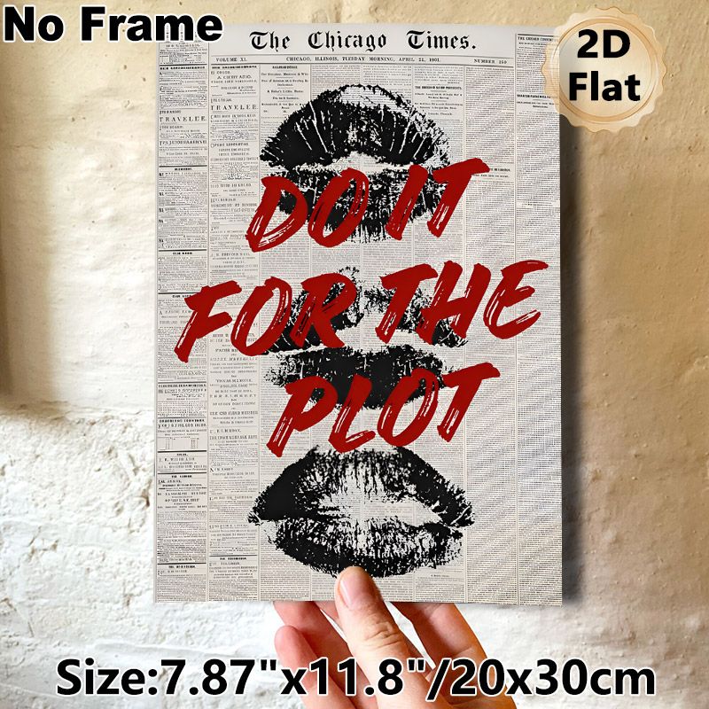 Vintage Newspaper & Lip Art Painting Poster, Bold Motivational Quote Retro Style Poster, Eye-catching Statement Decor Ideal For Bedroom, Living Room_maomaolike.com