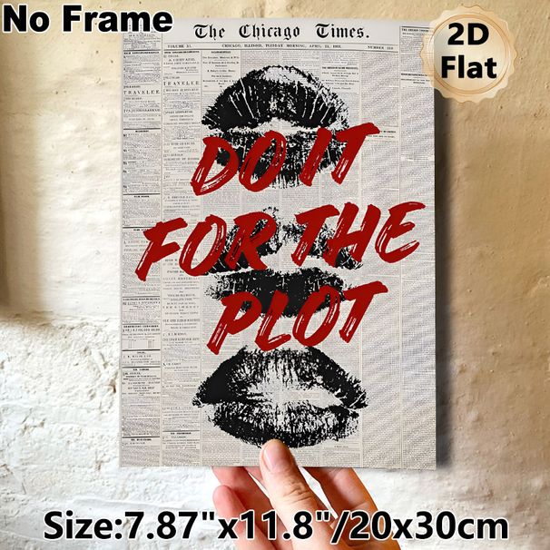 Vintage Newspaper & Lip Art Painting Poster, Bold Motivational Quote Retro Style Poster, Eye-catching Statement Decor Ideal For Bedroom, Living Room_maomaolike.com
