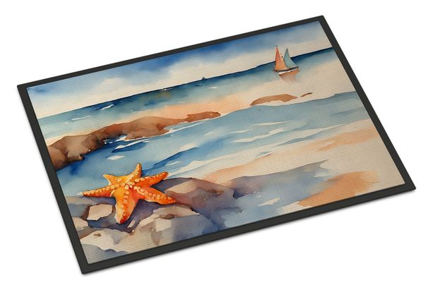 Starfish Doormat Front Door Mat Indoor Outdoor Rugs For Entryway, Non Slip Washable Low Pile, 24H X 36W_maomaolike.com