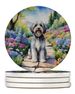 Tibetan Terrier Spring Path Large Sandstone Coasters Pack Of 4 Absorbent Round Coasters Decor Gifts For Men Or Women, 4 In, Multicolor_maomaolike.com