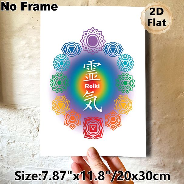 Reiki Chakra Painting Poster, Vibrant Colorful Symmetrical Spiritual Symbol Poster, Serene Spiritual Decor Suitable For Meditation Room, Yoga Studio_maomaolike.com