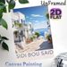 Sidi Bou Said Coastal Town Painting Poster, Soft-hued Mediterranean Seaside Town Scene Poster, Serene Scenic Artwork Ideal For Living Room, Bedroom_maomaolike.com