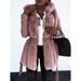 Women's fur coat Women's belted hooded solid color zipper jacket_maomaolike.com