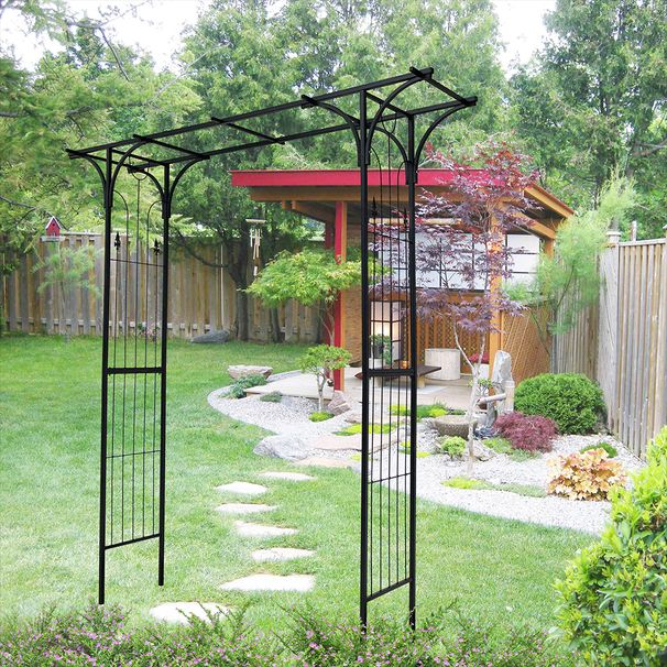 Metal Garden Arch Garden Arbor Trellis Climbing Plants Support Arch Outdoor Arch Wedding Arch Party Events Archway Black_maomaolike.com