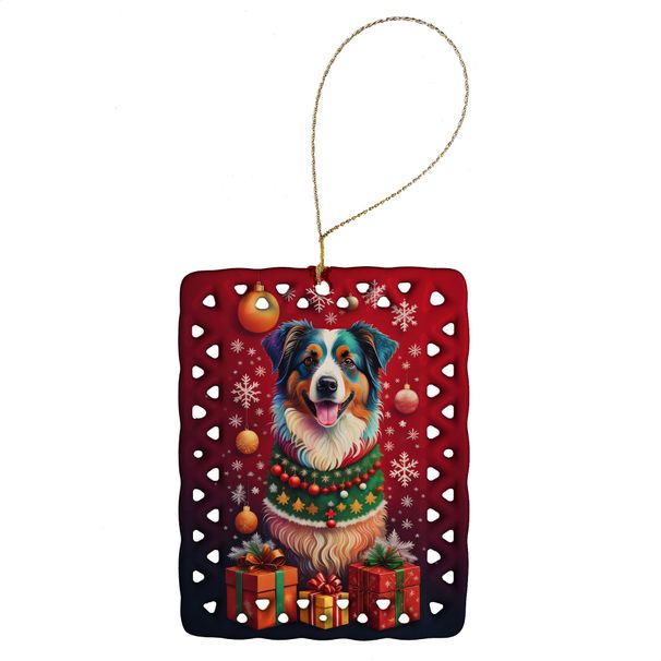 Australian Shepherd Holiday Christmas Porcelain Ornament Christmas Tree Hanging Decorations For Home Christmas Holiday, Rectangle, Gift, Multicolor_maomaolike.com