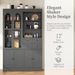 TOPMAx 47.2x15.7x75inch Freestanding Buffet With Hutch Tall Kitchen Pantry Cabinet With 4 Drawers Door Shelves And Pull- Out Trays For Dining Room Living Room Gray_maomaolike.com