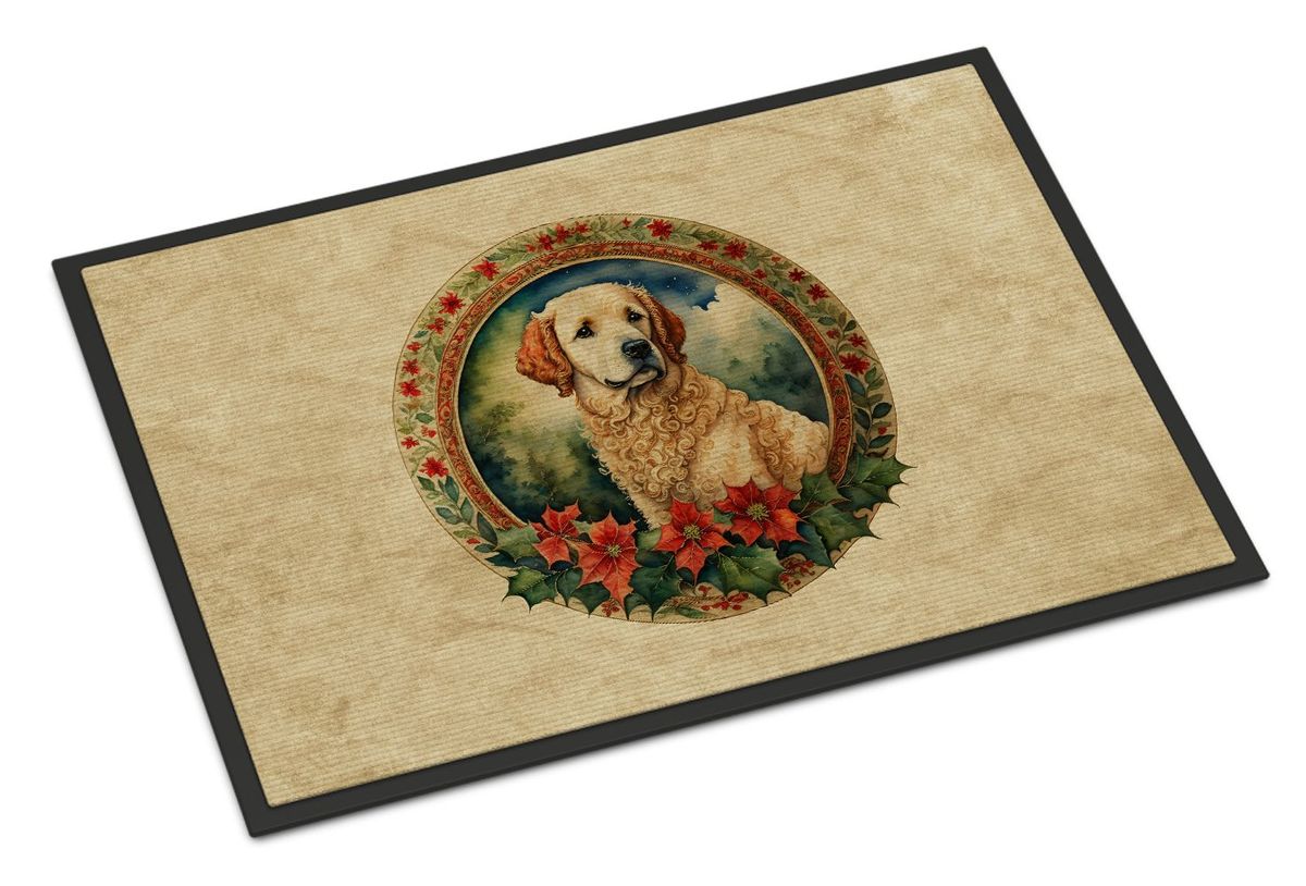 Kuvasz Christmas Flowers Doormat Front Door Mat Indoor Outdoor Rugs For Entryway, Non Slip Washable Low Pile, 24H X 36W_maomaolike.com