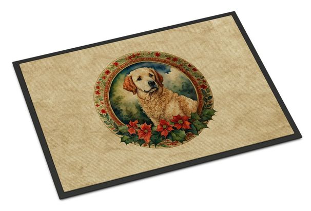 Kuvasz Christmas Flowers Doormat Front Door Mat Indoor Outdoor Rugs For Entryway, Non Slip Washable Low Pile, 24H X 36W_maomaolike.com