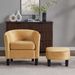 Velvet Accent Chair With Ottoman, Modern Barrel Chair Armchair For Living Room, Bedroom, Yellow_maomaolike.com