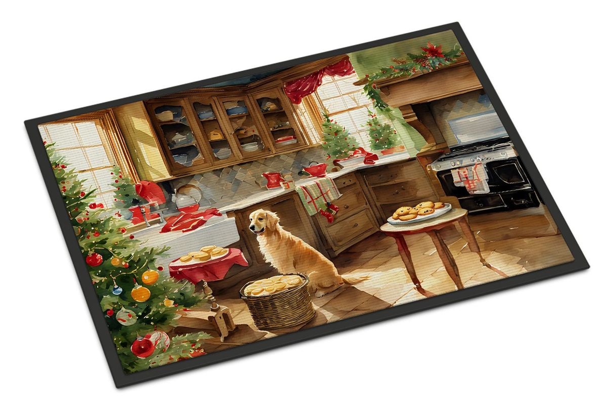 Golden Retriever Christmas Cookies Doormat Front Door Mat Indoor Outdoor Rugs For Entryway, Non Slip Washable Low Pile, 24H X 36W_maomaolike.com