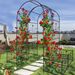 Metal Garden Arch With Two Plant Stands 79.5'' Wide X 86.6'' High Climbing Plants Support Rose Arch Outdoor Black_maomaolike.com