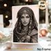 Ethnic Female Portrait Painting Poster, Vintage Sepia-toned Tribal Ornamented Lady Poster, Exquisite Cultural Art Piece For Living Room, Bedroom Wall_maomaolike.com