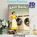 Lost Socks Laundry Mystery Painting Poster, Vintage-style Retro Housewife & Laundry Machines Scene Poster, Humorous Whimsical Design, Ideal For_maomaolike.com