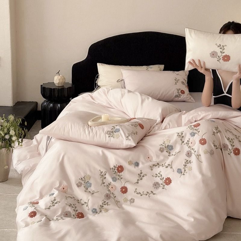 Wholesale French Country Style Towel Embroidery Pure Four-Piece Naked Sleep 100% Long-Staple Cotton Tie 4-Piece Set_maomaolike.com