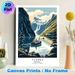 Norway Fjords Painting Poster, Vibrant Retro-style Scenic Fjord View Poster, Captivating Design With Cruise Ships, Waterfalls & Snow-capped Peaks_maomaolike.com