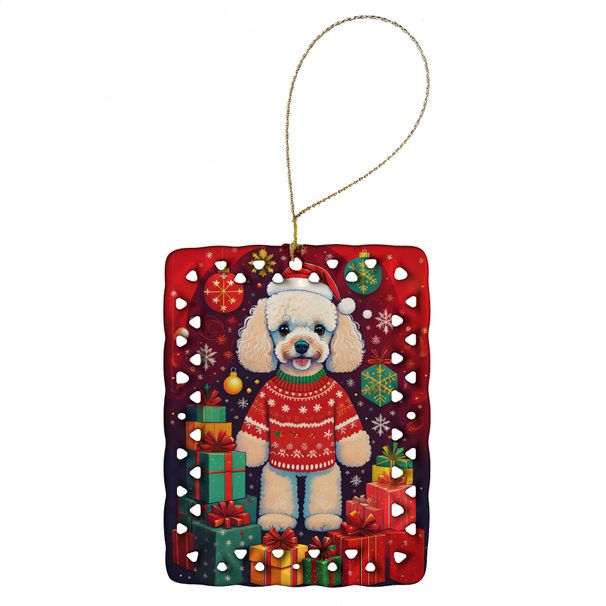 Poodle Holiday Christmas Porcelain Ornament Christmas Tree Hanging Decorations For Home Christmas Holiday, Rectangle, Gift, Multicolor_maomaolike.com