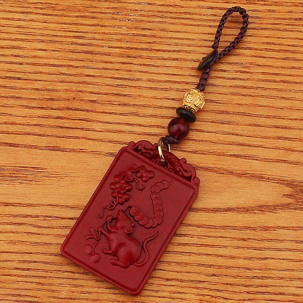 New Cinnabar Keychain Good Luck Hanging Tag Unisex Accessories Zodiac Sign Pendant_maomaolike.com