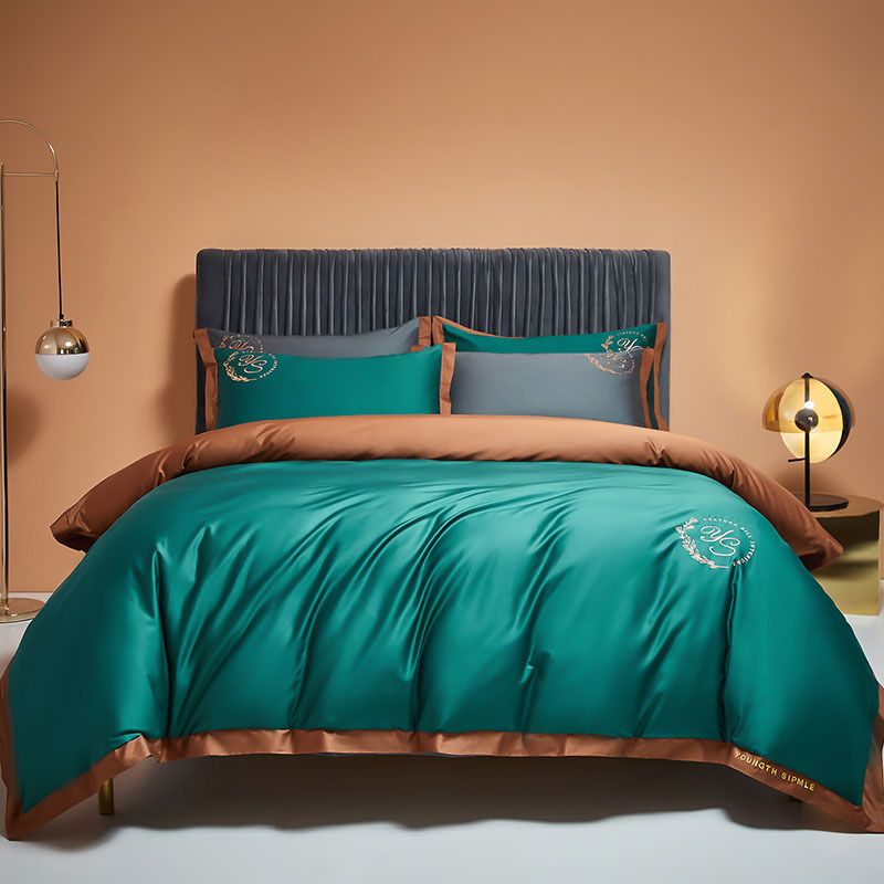100-Count Long-Staple Sateen Embroidered Four-Piece Bedding Set Pure Cotton Bed Sheet Duvet Cover Manufacturer Wholesale_maomaolike.com