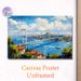 Bosphorus Bridge Cityscape Painting Poster, Vibrant Impressionist-style Scenic Bridge Over Blue Waters With Coastal Houses And Mosque Poster_maomaolike.com