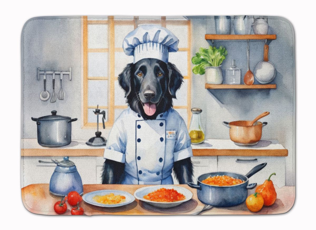 Flat-Coated Retriever The Chef Memory Foam Kitchen Mat Machine Washable Anti-Fatigue Mat Cushion Comfort Bath Mat Or Kitchen Rug_maomaolike.com