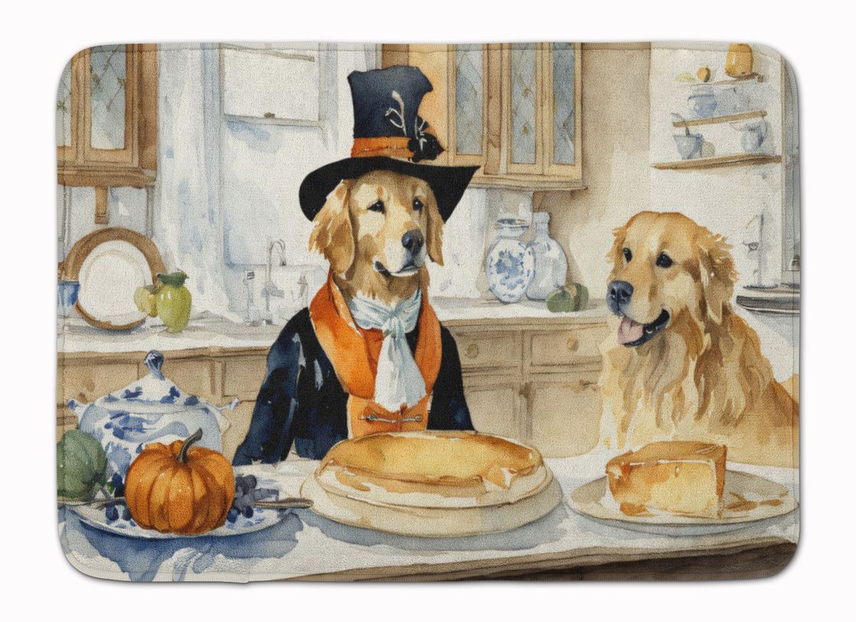 Golden Retriever Fall Kitchen Pumpkins Memory Foam Kitchen Mat Machine Washable Anti-Fatigue Mat Cushion Comfort Bath Mat Or Kitchen Rug_maomaolike.com