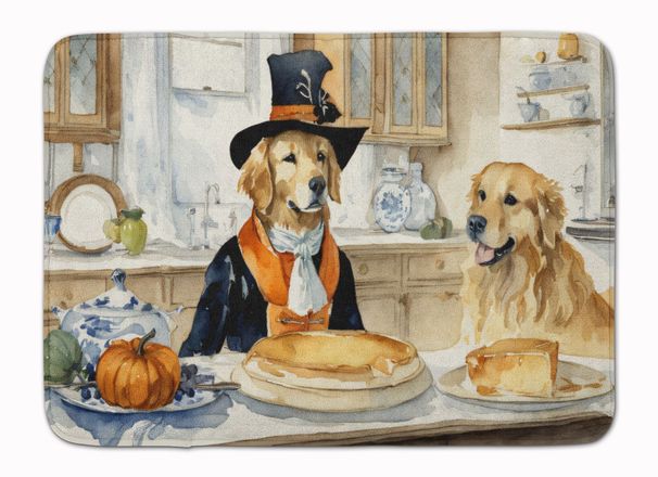 Golden Retriever Fall Kitchen Pumpkins Memory Foam Kitchen Mat Machine Washable Anti-Fatigue Mat Cushion Comfort Bath Mat Or Kitchen Rug_maomaolike.com