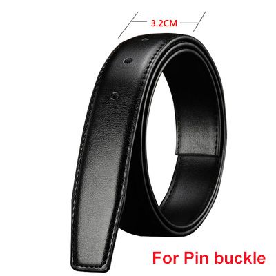 HOT Without 2.4 2.8 3.0 3.5 3.8cm Width Brand Pin Black Genuine Leather Men's Belts Body No Buckle Strap_maomaolike.com