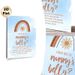 Baby Shower "How Big Is Mommy's Belly" Painting Poster, Soft Watercolor Bohemian Rainbow & Sun Poster, Interactive Party Game Decor For Baby Shower_maomaolike.com