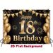 18th Birthday Party Backdrop - 2D Flat Polyester Banner With Golden Black Balloons, Confetti, Photo Booth Props, Party Decor_maomaolike.com