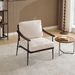Modern Accent Chair, Mid Century Modern Accent Chairs, Linen Fabric Arm Chair With Wood Armrests, Upholstered Leisure Chair For Living Room, Bedroom, Reception Room, White_maomaolike.com