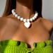 Tocona New Exaggerated Round Bead Heart Pendant Necklace For Women Handmade Adjustable Chain Choker Party Jewelry Gift_maomaolike.com