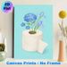 Blue Floral Toilet Roll Themed Painting Poster, Whimsical Soft Illustrative Poster, Unique Flower-in-toilet-roll Design Brings Lighthearted Charm_maomaolike.com
