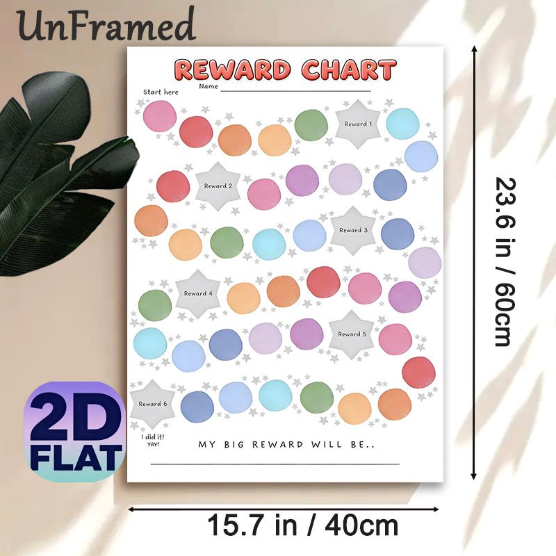 Reward Chart Painting Poster, Pastel-colored Polka Dot & Star Themed Poster, Practical For Tracking Tasks And Goals, Suitable For Home And Study_maomaolike.com