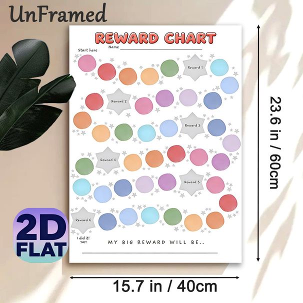 Reward Chart Painting Poster, Pastel-colored Polka Dot & Star Themed Poster, Practical For Tracking Tasks And Goals, Suitable For Home And Study_maomaolike.com